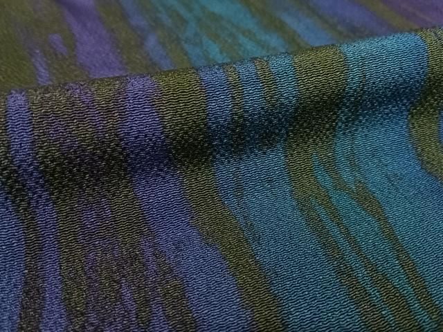 平和屋着物●極上　小紋　変わり縞　暈し染め　鬼しぼ縮緬　正絹　逸品　AAAQ0466np 平和屋着物○極上 小紋 変わり縞 暈し染め 鬼しぼ縮緬 正絹 逸品