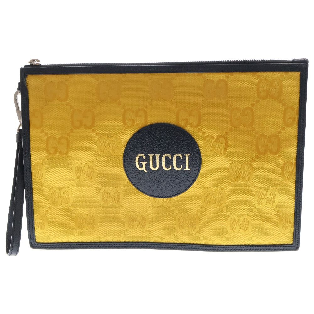 GUCCI (グッチ) オフザグリッド GGナイロン レザーパッチ クラッチバッグ 625598 イエロー