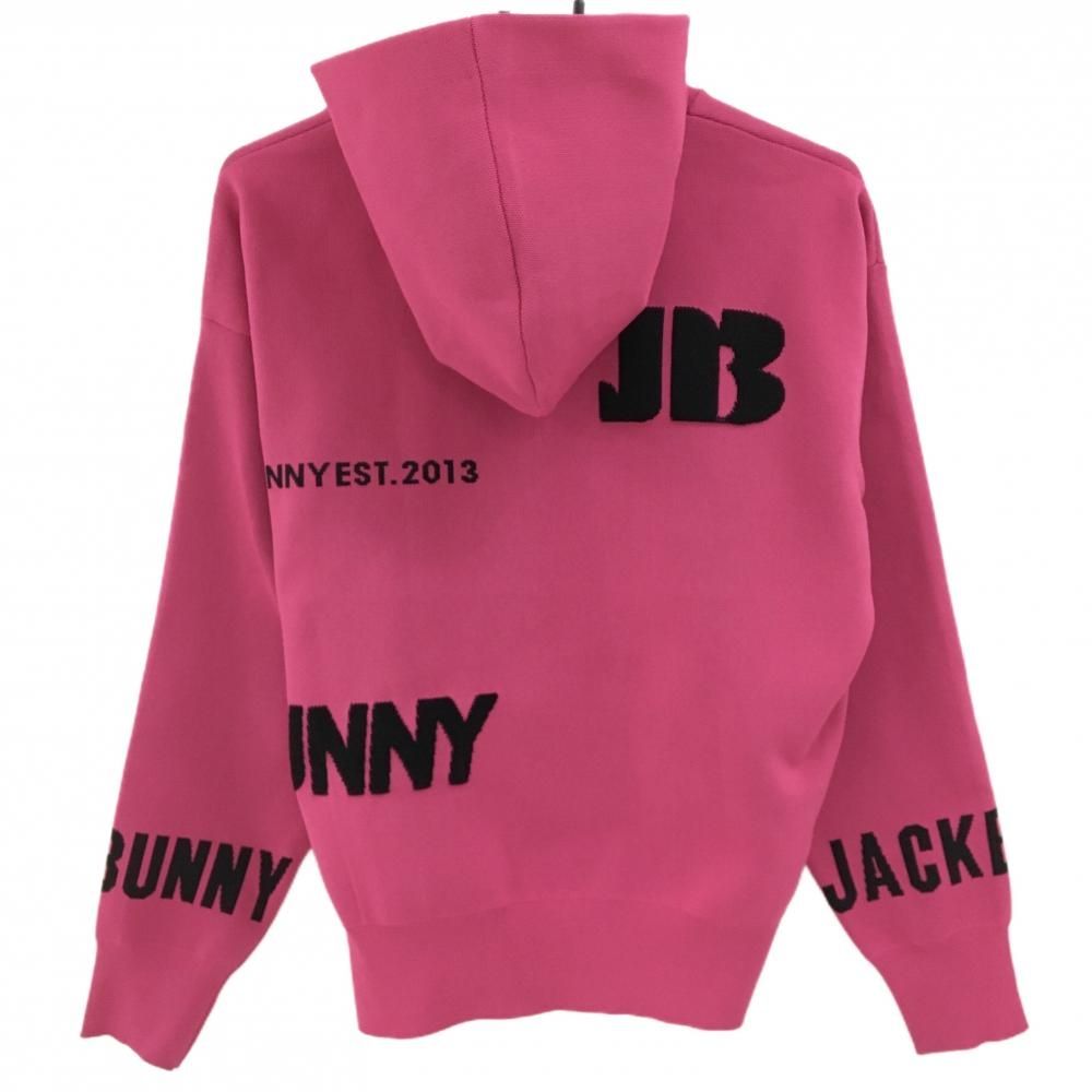 美品】ジャックバニー ニットパーカー ピンク×黒 ビッグロゴ セーター