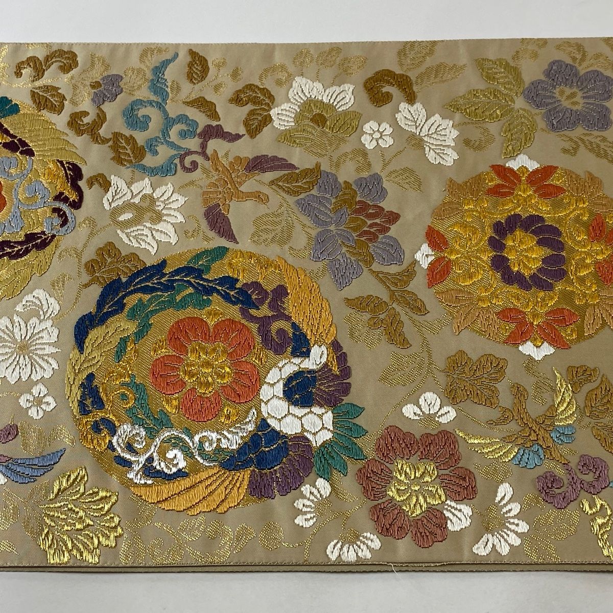 袋帯 名品 草花 鳥 金銀糸 箔 薄茶色 六通 正絹 【中古】 - メルカリ