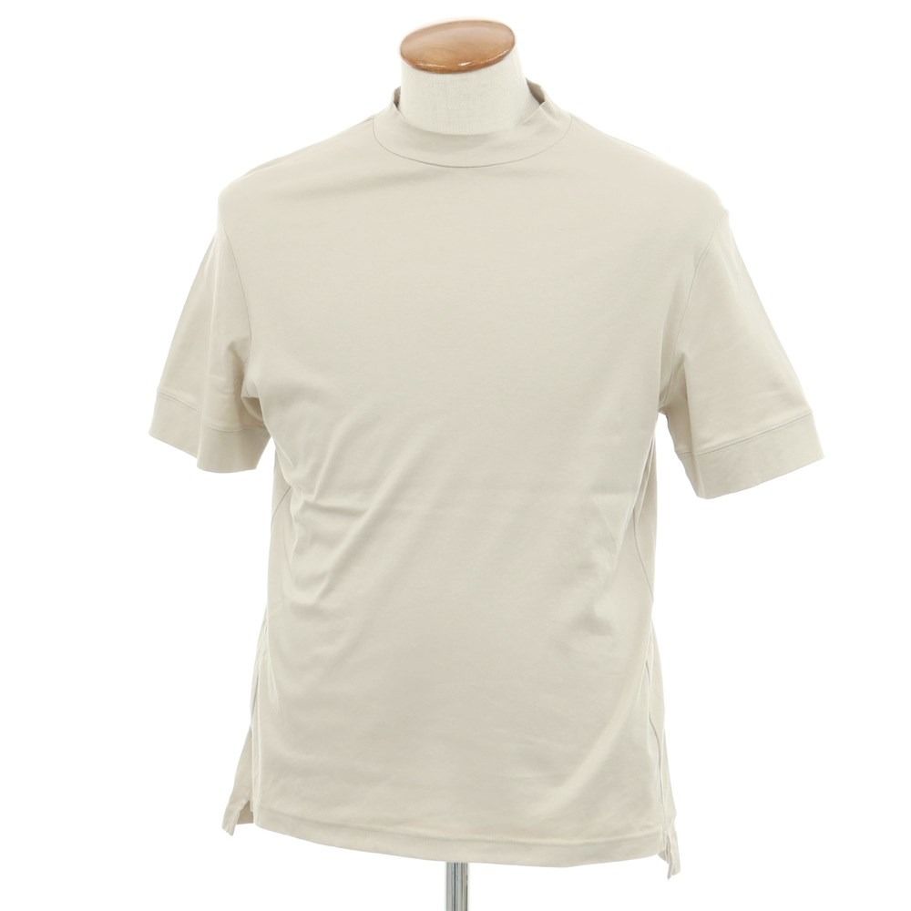 【中古】リブニール Revenir モックネック 半袖Ｔシャツ ベージュ【サイズM】【メンズ】