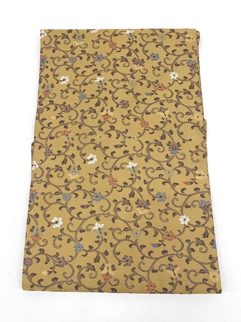 紹巴 全通 九寸名古屋帯 唐花 正絹 Q1179 NICORILABO_COM
