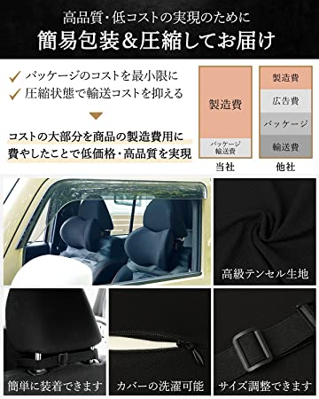 配送員設置 黒 ALEBANA ネックパッド 車 首 クッション 枕 【2個セット ...