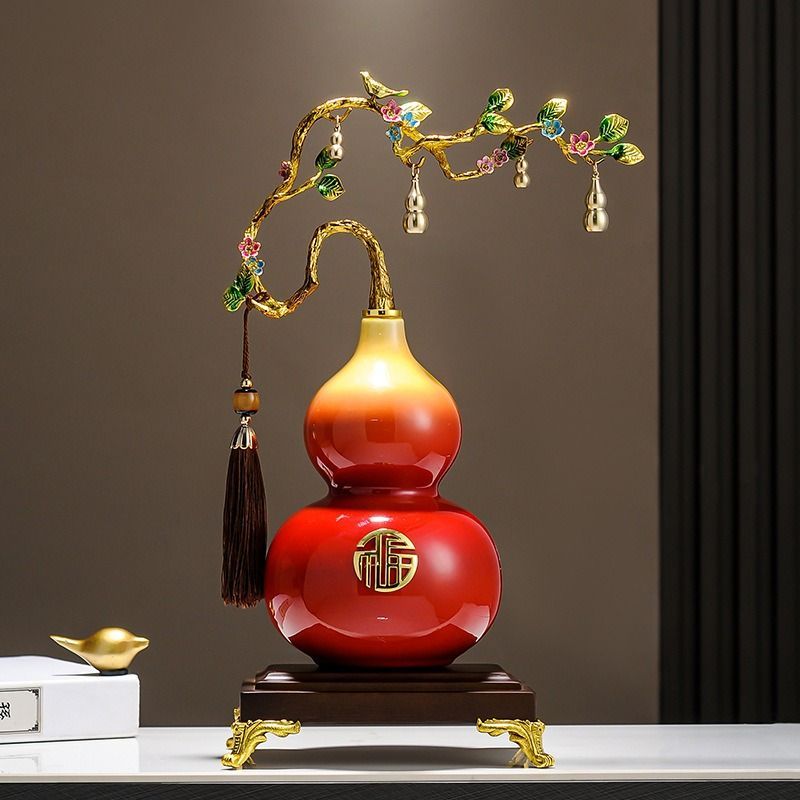 瓢箪 オブジェ 置物 レッド 赤 オレンジ 金色 黄金 ひょうたん 縁起物 家内安全 インテリア 玄関 リビング 贈り物  財運 金運 運気 風水 開運 健康運 出世運 家庭運