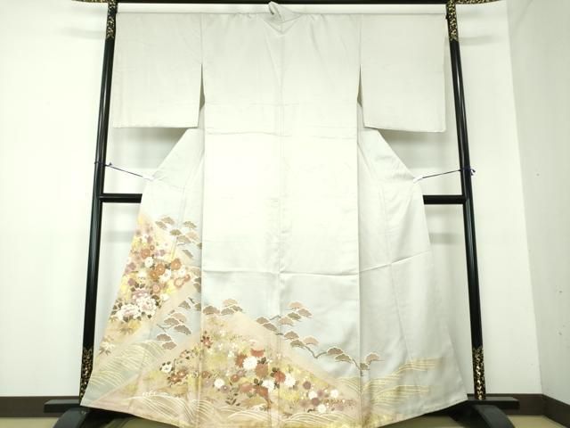 平和屋着物●豪華色留袖 駒刺繍 吉祥花文 金銀彩 正絹 ♥ DAAX4071ps