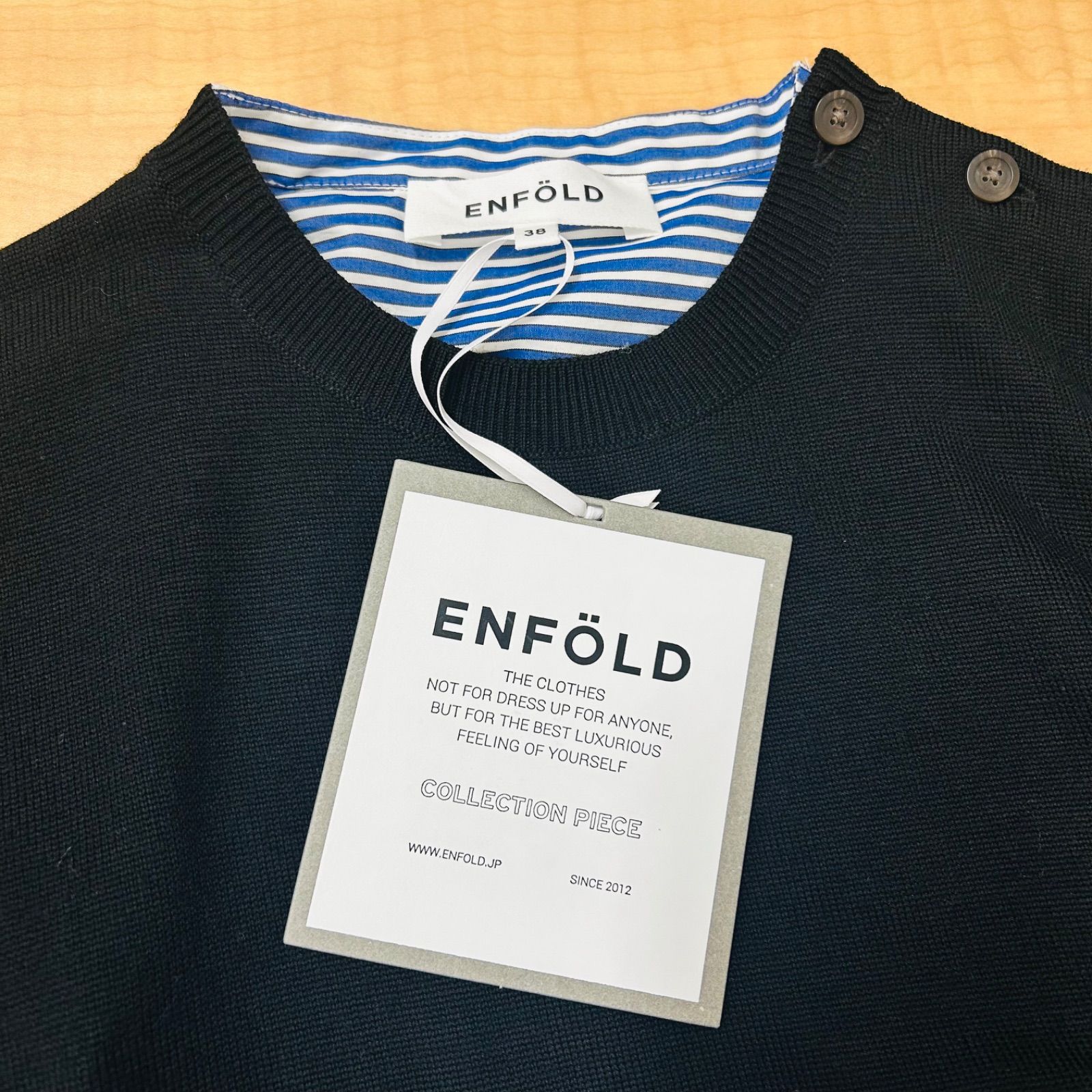 美品 エンフォルド ダブル サテン ニット ドッキング シャツ プルオーバー 美品 エンフォルド ダブル サテン ニット ドッキング シャツ プル