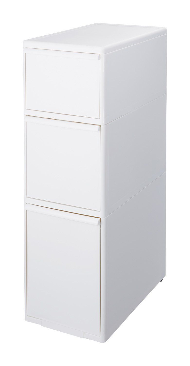 ライクイット like-it キッチン収納 すき間 引出し ワイド 3段 約幅25.5x奥46.5x高82cm オールホワイト 日本製 MS-111DL 隠す収納 幅25.5㎝ デットスペース収納 すき間を活用