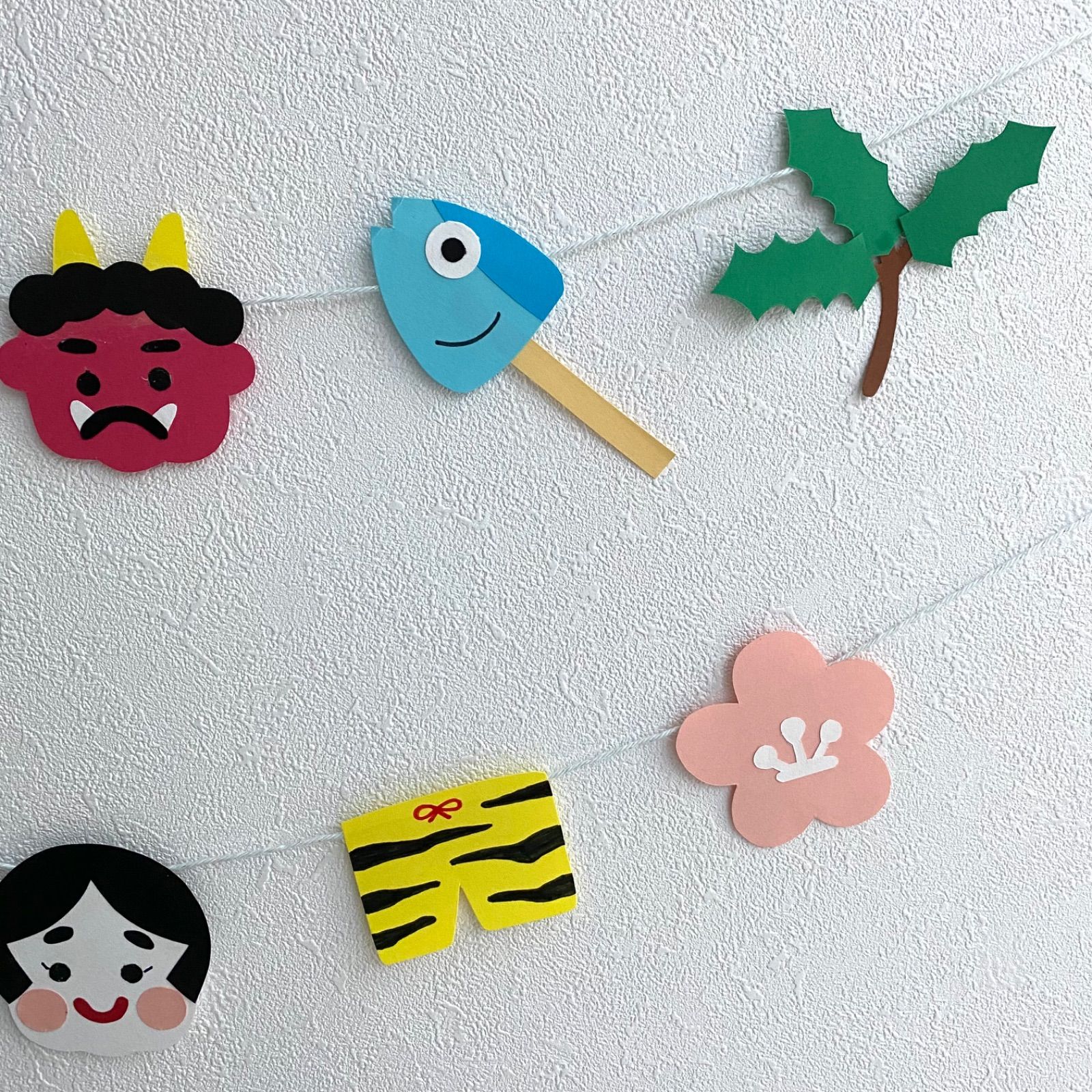 残りわずか【ハンドメイド】節分飾り 豆まき ガーランド 壁面飾り