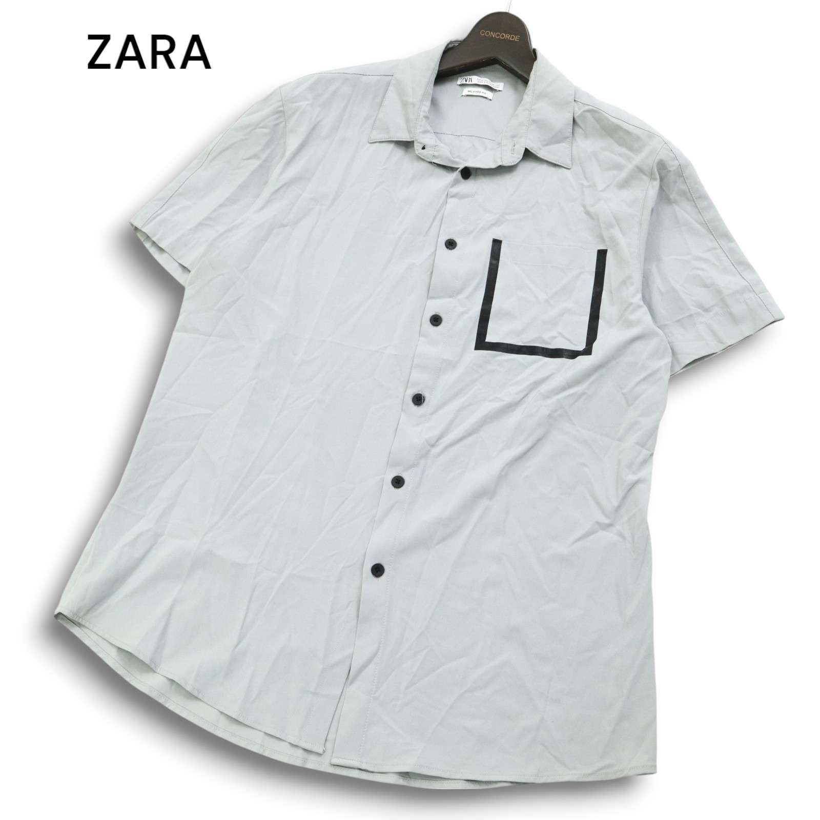 ZARA M 新品未使用 ベージュ メンズ 半袖 トレンド 7990円 ザラ ベージュ Tシャツ メンズ 半袖 デザイン入り トップス 707