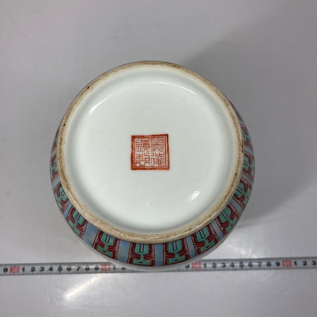 中国 大清同治年製 色絵粉彩花鳥図 瓢箪形花瓶 高さ38cm EE 中国 大清