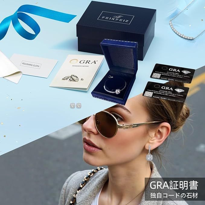 女性用モアッサナイトペンダントイヤリング、1カラットのモ