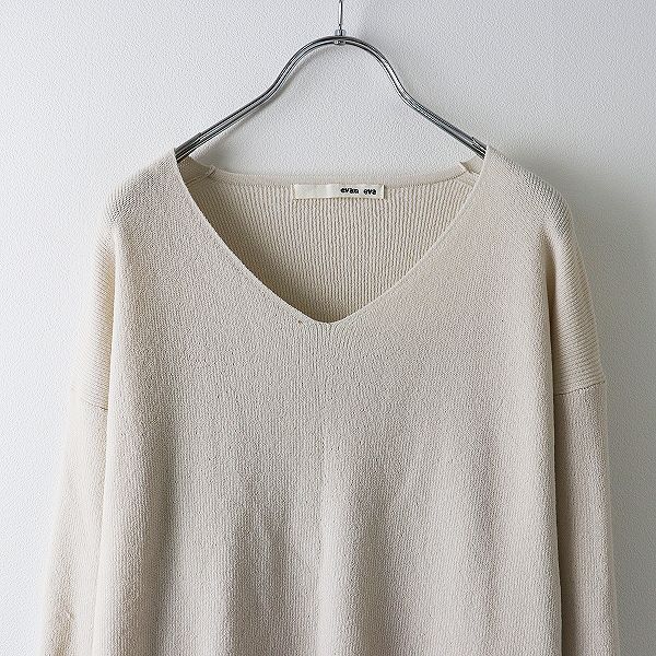 2022SS evam eva エヴァムエヴァ raising yarn v neck pullover