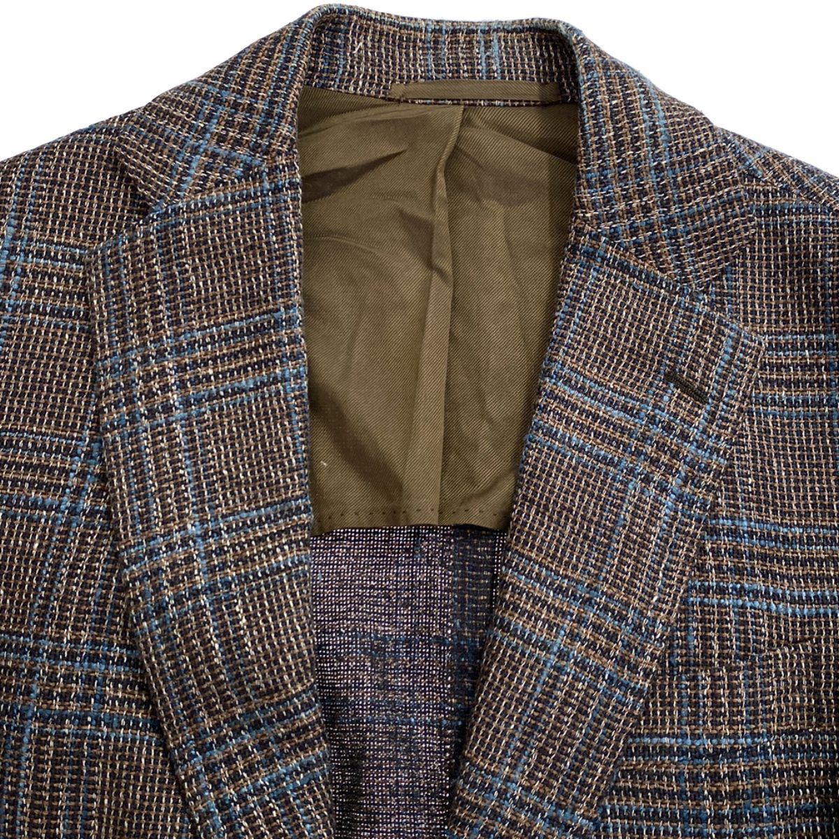 Stile Latino ジャケット シルクリネン ブラウン チェック 46
