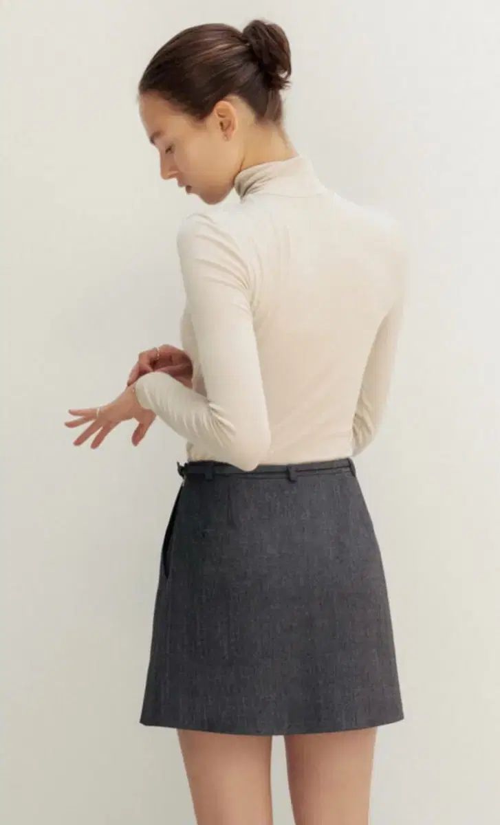 シエsie ロイン ベルト付き スラックス スカート チャコールミックスs