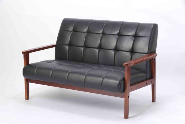 ラニット２Pソファブラック 家具 インテリア  4573321192847  RK-1220-2P(BK)  送料無料 （※北海道、沖縄･離島は発送不可）