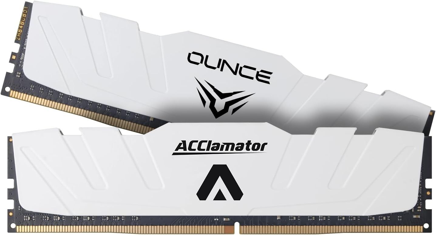 64GB 3200MHz DDR4 PC4-25600 RAM 1.2V (32GB x 2枚) 白ヒートシンク付きシリーズ デスクトップPC用 メモリモジュール Memory Acclamator OUNCE
