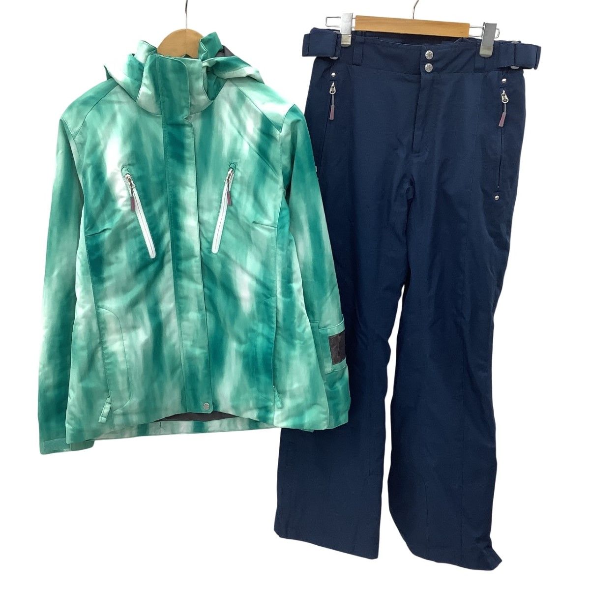 Pureconscious ピュアコンシャス レディース スノーウェア スキーウェア 防寒つなぎ 上下セット SIZE L 上グリーン、