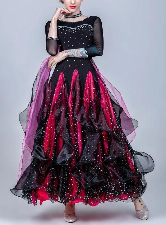 新品未使用新色 社交ダンスドレス モダンダンス 蝶々刺繍 オーダー