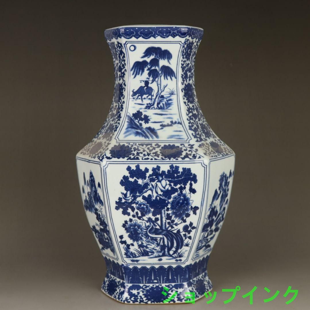 清乾隆青花花鳥六方蓋缶 砂糖缶 景徳鎮 陶磁器 装飾品 現代工芸品美術品 置物 清乾隆青花花鳥六方蓋缶 砂糖缶 景徳鎮 陶磁器 装飾品 現代工芸