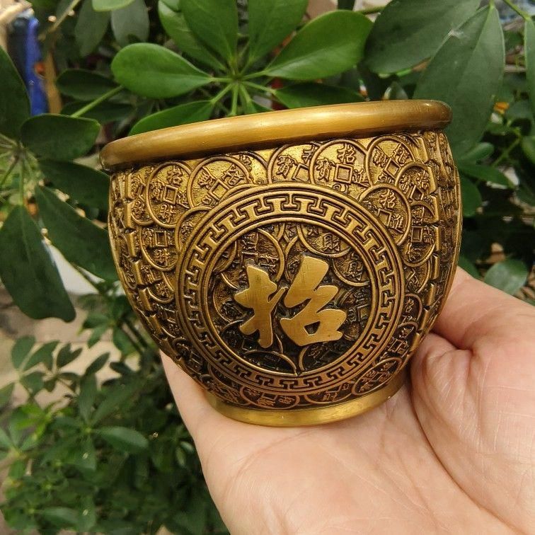 銅 細工 銅壺 聚宝盆 装飾品 現代工芸品美術品 置物 - メルカリ