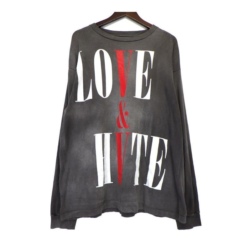 セントマイケル SAINT MICHAEL × ヴィーロン VLONE 22SS SM S22 0000 068 LOVE - HATE ヴィンテージ 加工 ロングスリーブ 長袖 カットソー 41328