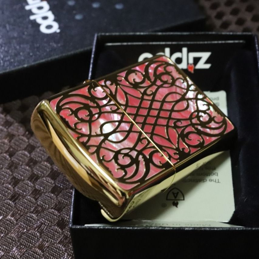 Armor ZIPPO アラベスク ピンクシェル アーマージッポー キラキラ 金 