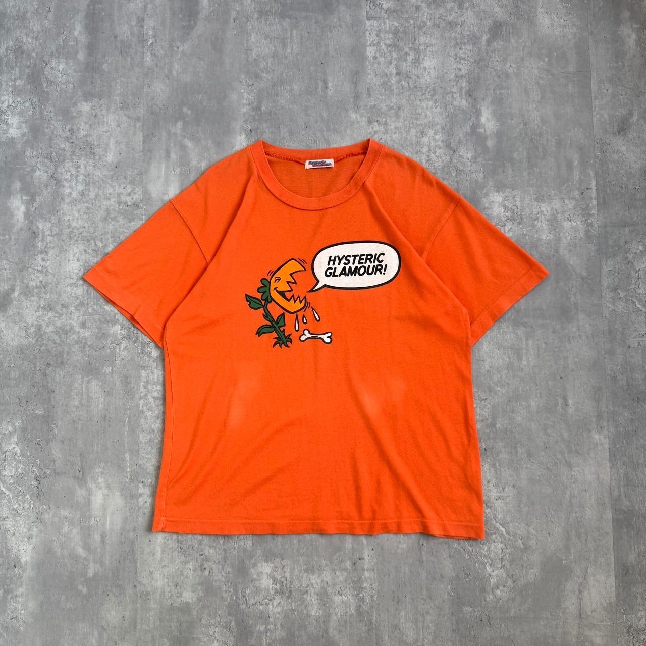 90s HYSTERIC GLAMOUR ヒステリックグラマー 初期 アーカイブ FLOWER プリント S|S TEE オレンジ系 Fサイズ