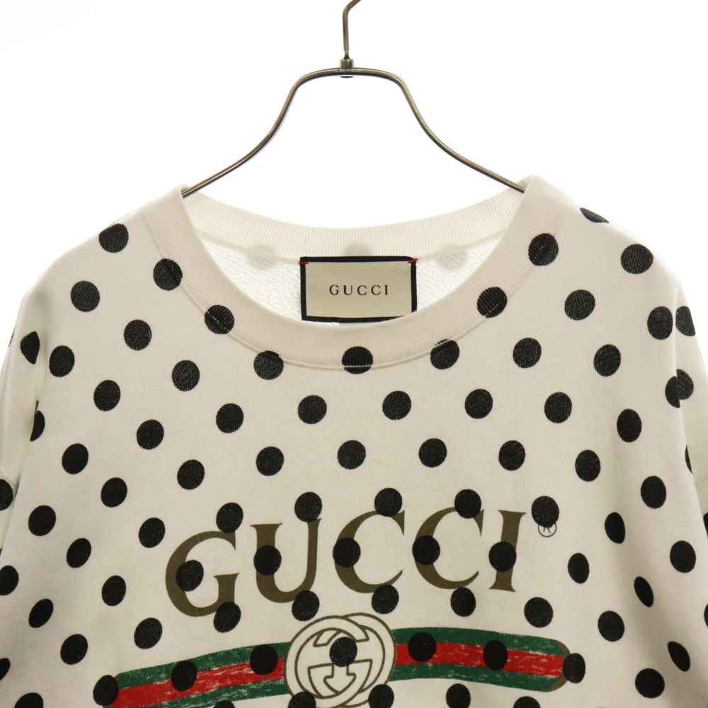 GUCCI - グッチ スウェット トレーナー プルオーバー 長袖 ドット ロゴ 617964 GUCCI (グッチ) ドット柄 フロントロゴプリント クルーネック