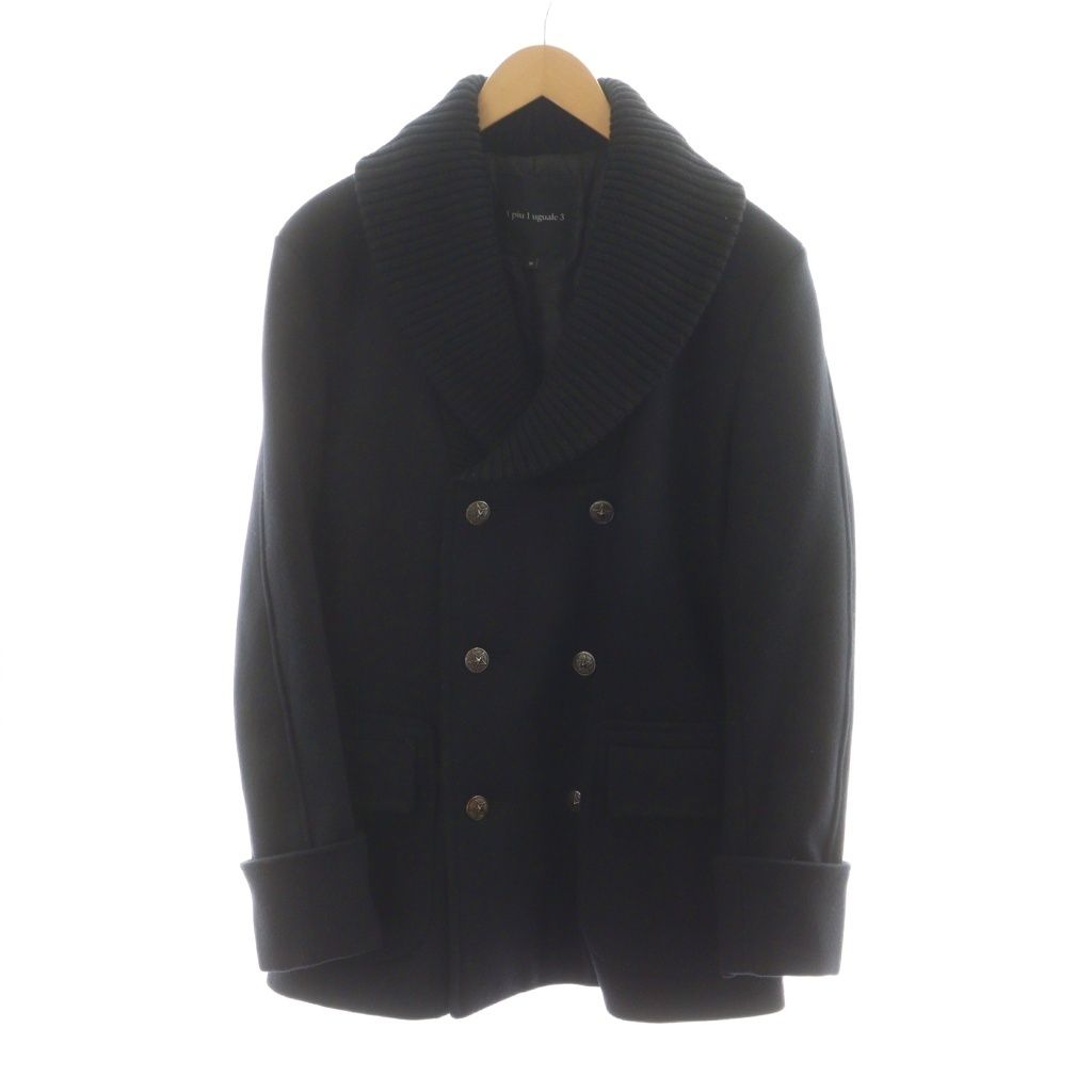 ウノピュウノウグァーレトレ × コディーサンダーソン CODY SANDERSON SHAWL PEA-COAT ピーコート Pコート ミドル丈 裏地ペイズリー柄 中綿 ウール カシミヤ混 アウター IV 黒 ブラック MRC022C WCA006 |AN12