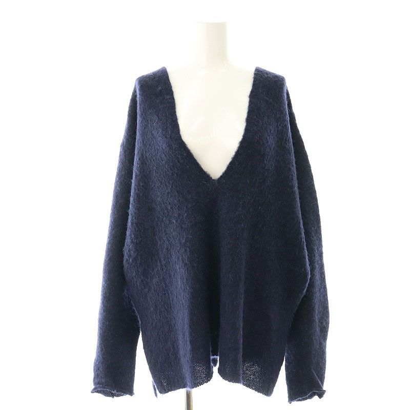 マメクロゴウチ Mame Kurogouchi 伊勢丹新宿店別注 Brused Alpaca Knitted Top ニット セーター 長袖  チュニック丈 Vネック アルパカ混 ウール混 2 濃紺 ダークネイビー MM23PF-KN504 /MI □OS □ - メルカリ