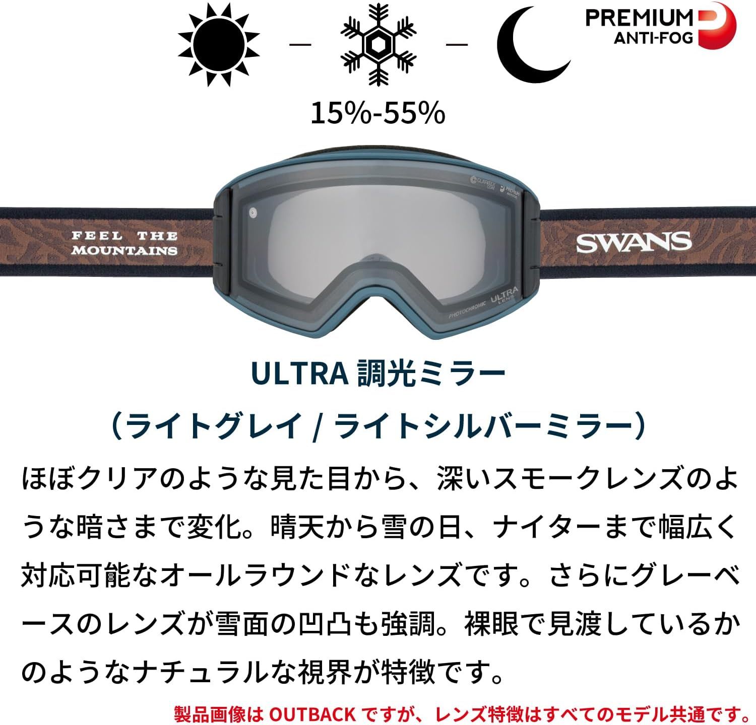 SWANS (スワンズ) 日本製 スキー スノーボード ゴーグル 眼鏡対応 2024