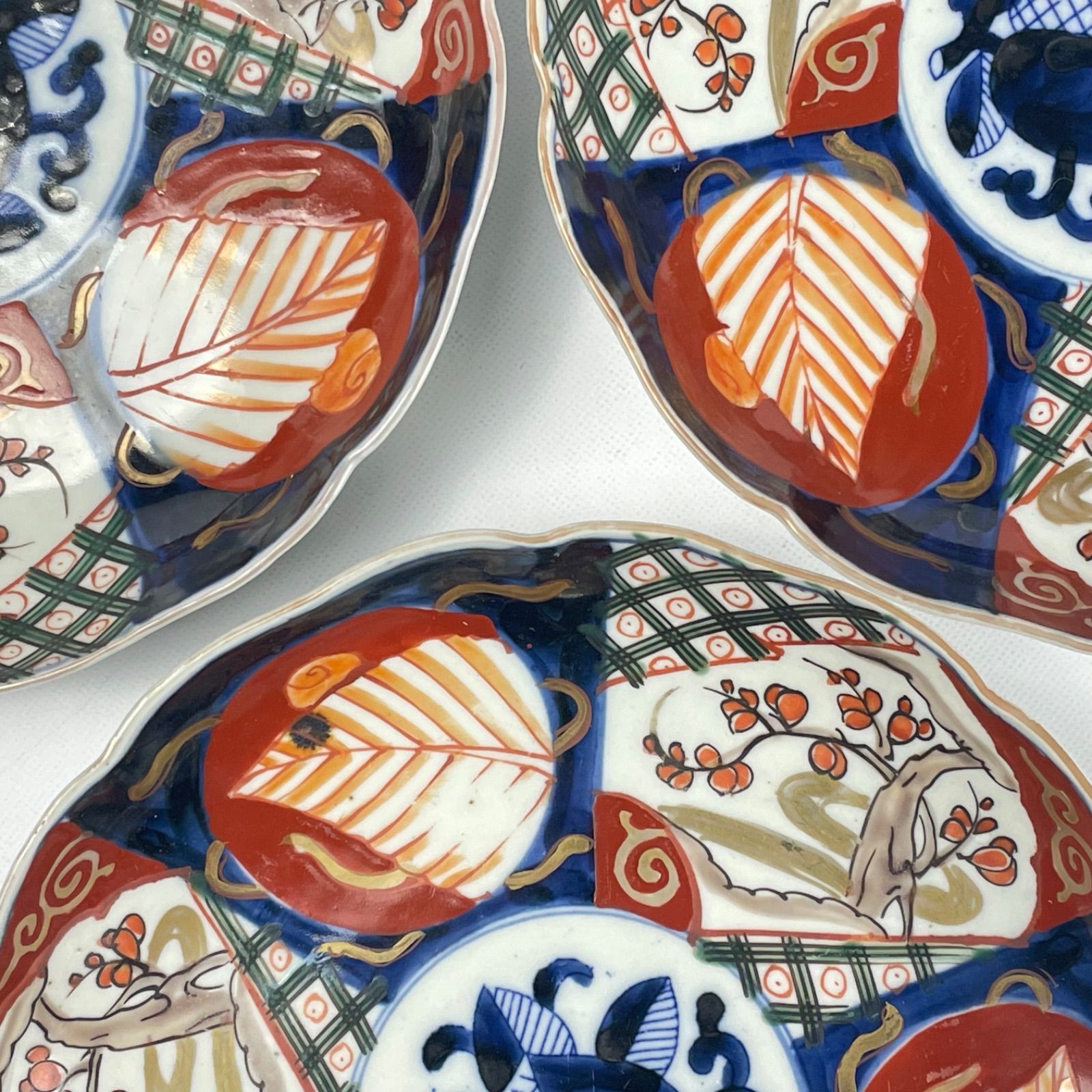 599 色絵 花 古伊万里 伊万里焼 骨董 アンティーク 7寸皿 5枚セット