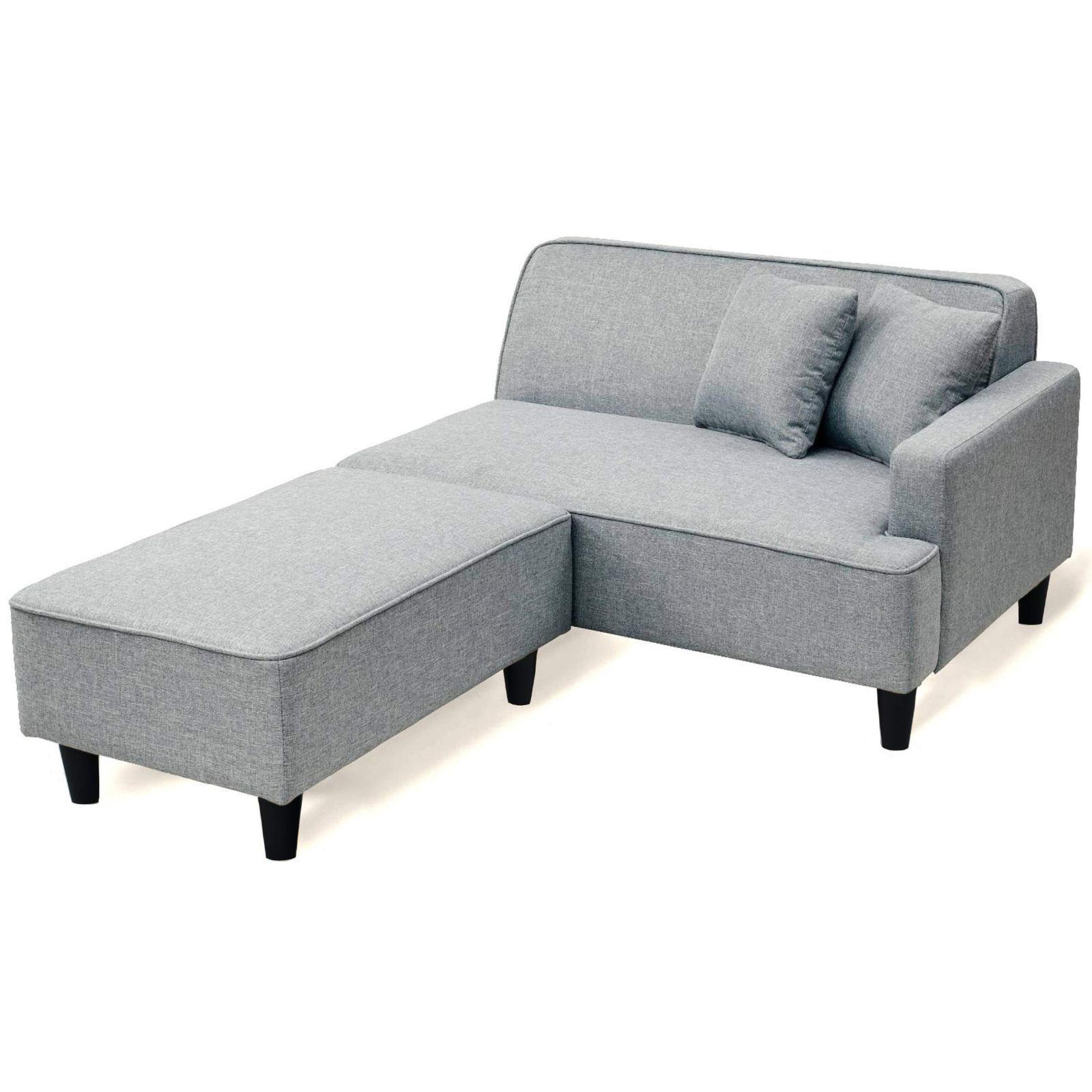 かんたん組立 クッション2個付き グレー オットマン 幅110㎝ レイアウト自由 FHS-160 ロボット掃除機が通れる 2人掛け カウチソファ GY ソファ 山善 YAMAZEN