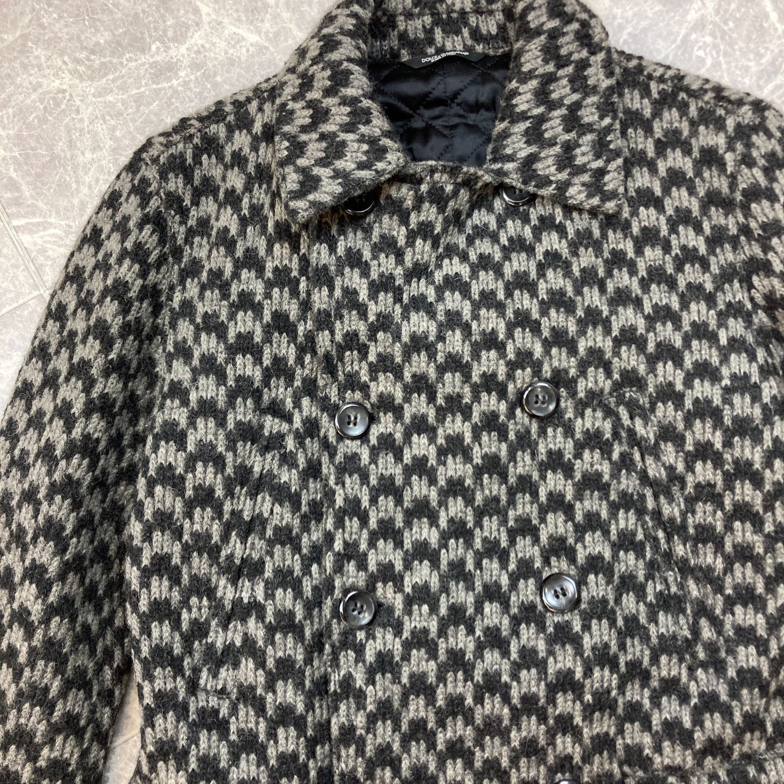 DOLCE&GABBANA ドルチェアンドガッバーナ 千鳥格子 ウール ピーコート