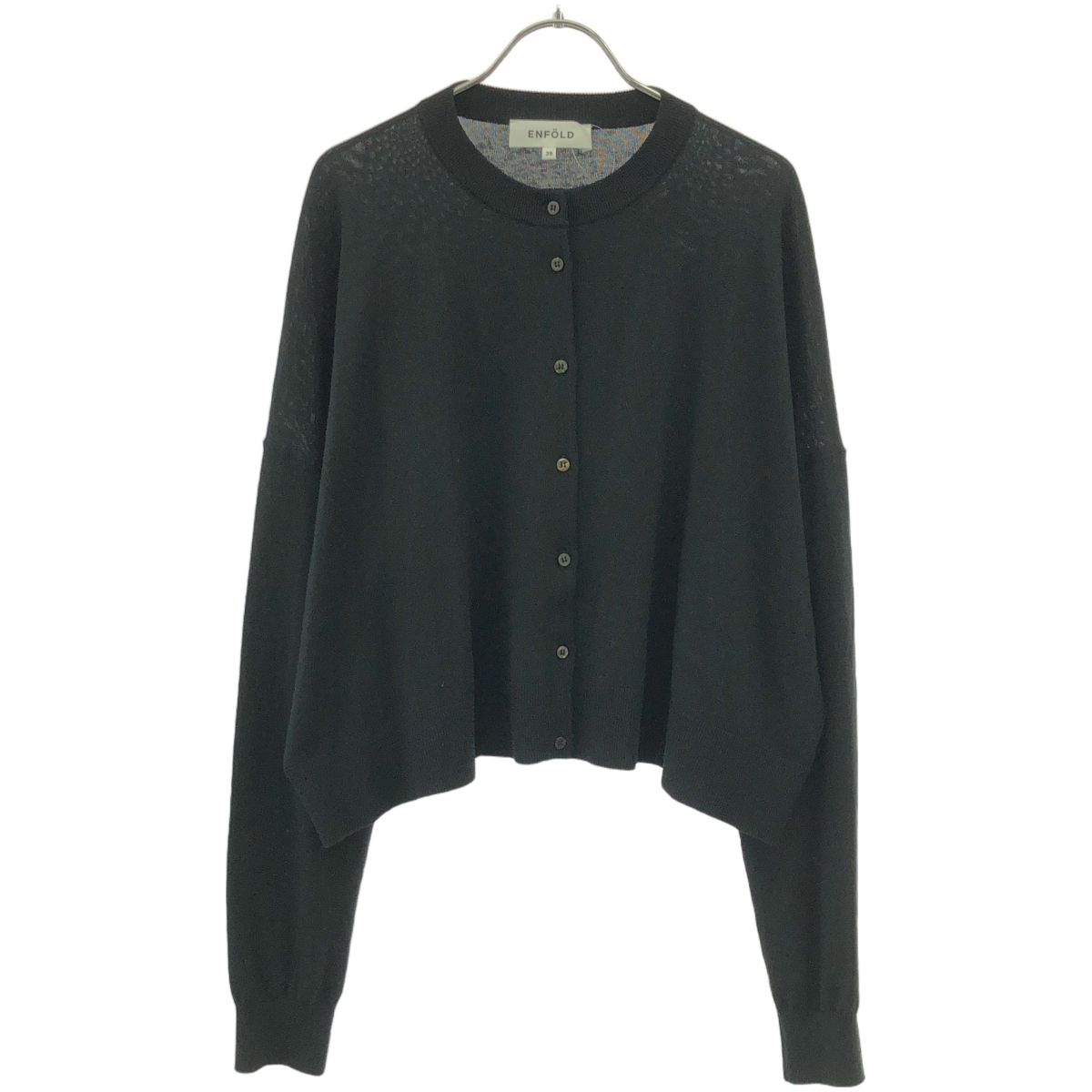 ENFOLD エンフォルド 22AW BOX CARDIGAN ボックス カーディガン 300FA270-0060 ブラック 38