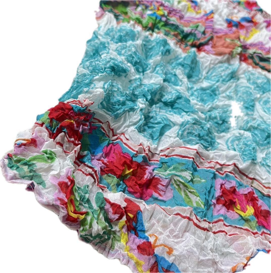ISSEY MIYAKE FETE◆半袖ブラウス/2/ポリエステル/マルチカラー/総柄/IF52FJ275 極美品】ISSEY MIYAKE FETE イッセイミヤケ 半袖ブラウス シャツ
