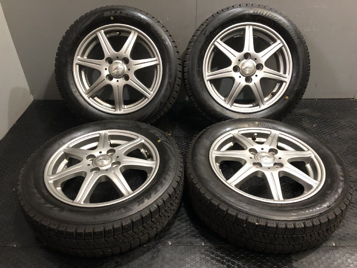 タイヤ走行短め【BS BLIZZAK VRX2 155/65R14】スタッドレス【Weds JOKER 14インチ 4.5J4HPCD100+42】23年製 ウェイク N-BOX等　(VTJ851)