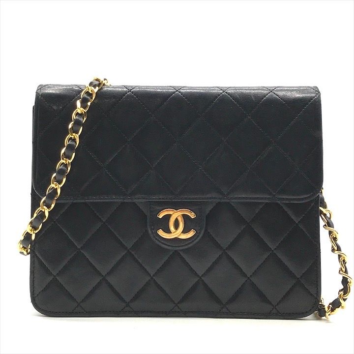 良品 CHANEL シャネル マトラッセ ココマーク ラムスキン プッシュ  