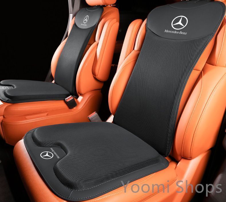 【新品未使用】メルセデス ベンツ 車用シートカバーセット シートクッション レーヨン生地+高級レザー 前座席用座布団1枚+座席の背