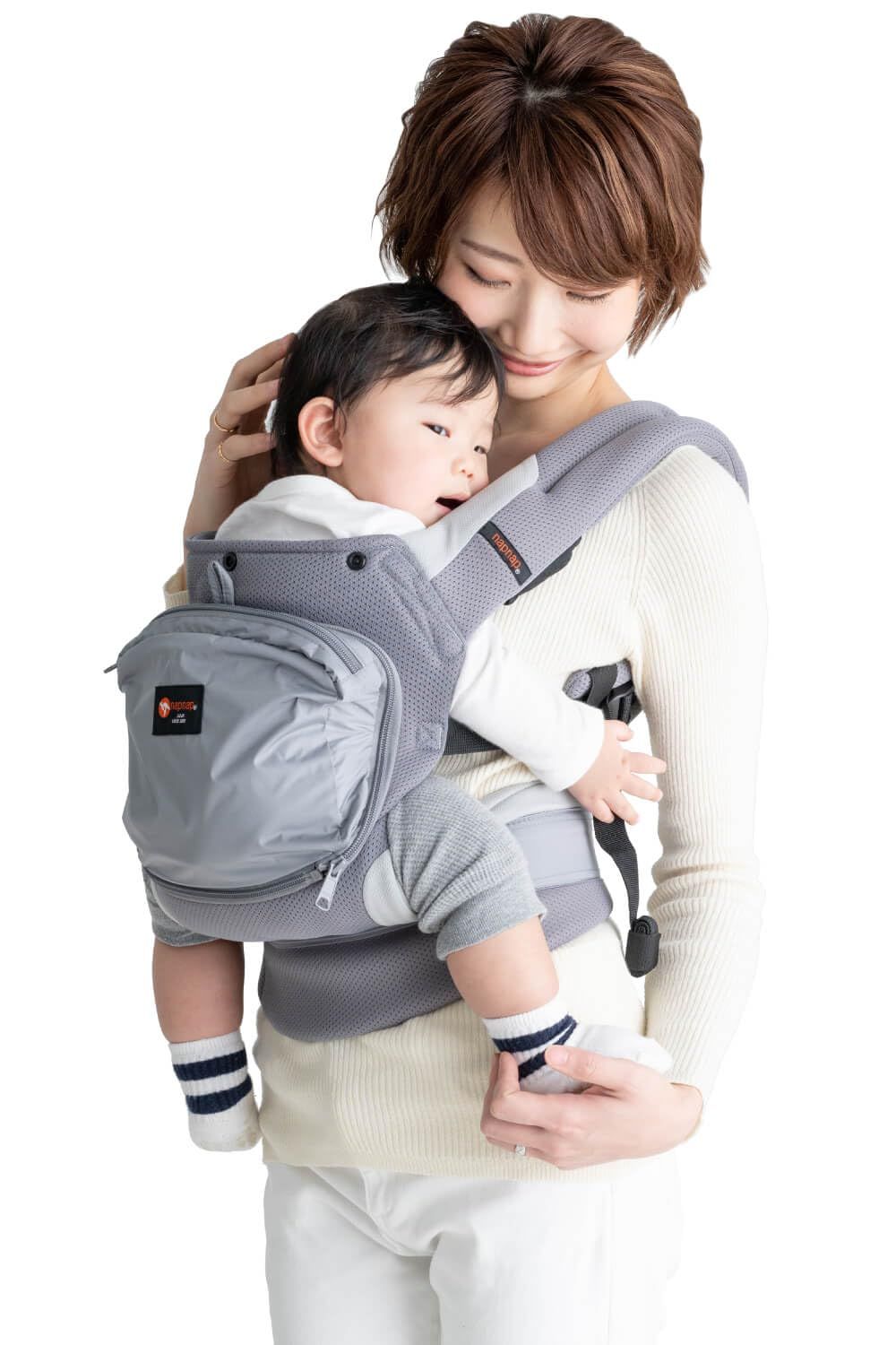 napnap ナップナップ 抱っこ紐 おんぶ紐 オールメッシュ 暑さ対策 涼しい だっこひも 抱っこひも おんぶ 熱中症対策 通気性 BASIC Mesh Dry ベーシック メッシュドライ クールグレー