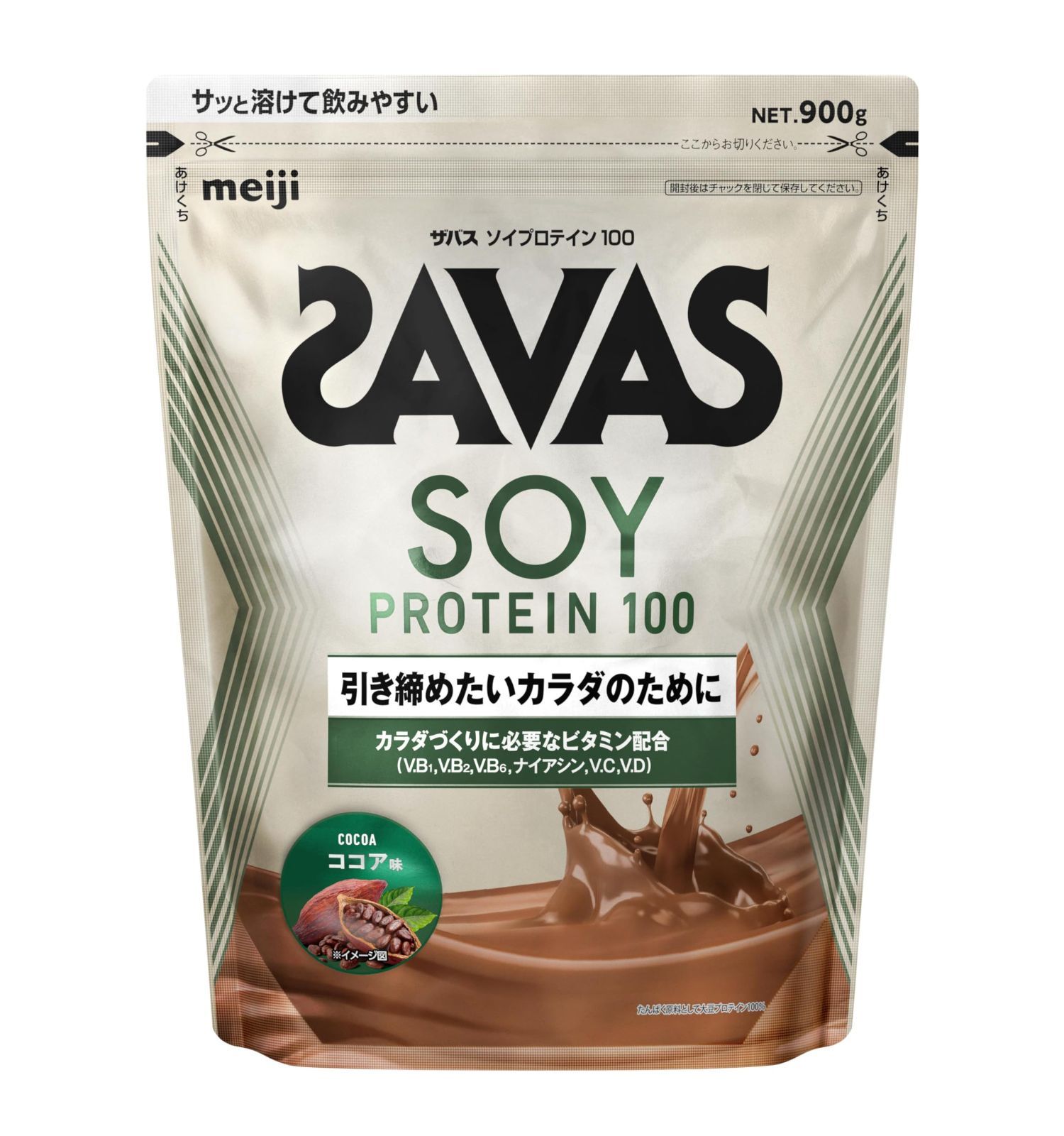【特価商品】ココア味 900g ソイプロテイン100 明治 ザバスSAVAS