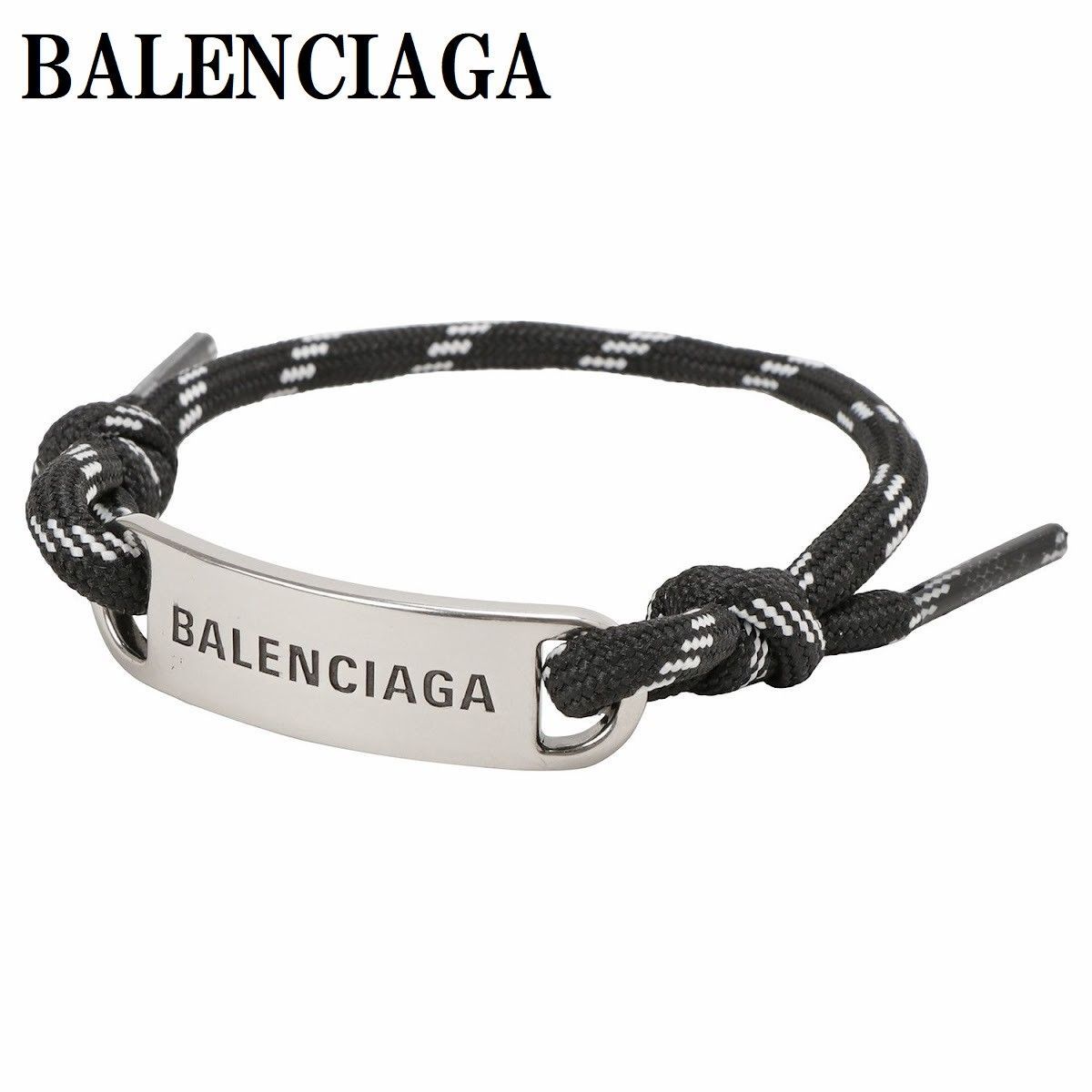 BALENCIAGA バレンシアガ ロゴ プレート ブレスレット ブラック