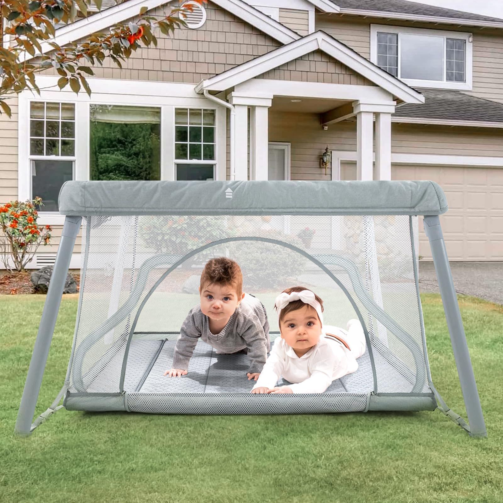 CHOZAN ベビーベッド 折りたたみ ベビープレイヤード マットレス付き 組み立て不要 持ち運び 収納便利 ベビーサークル コンパクト 0-3歳