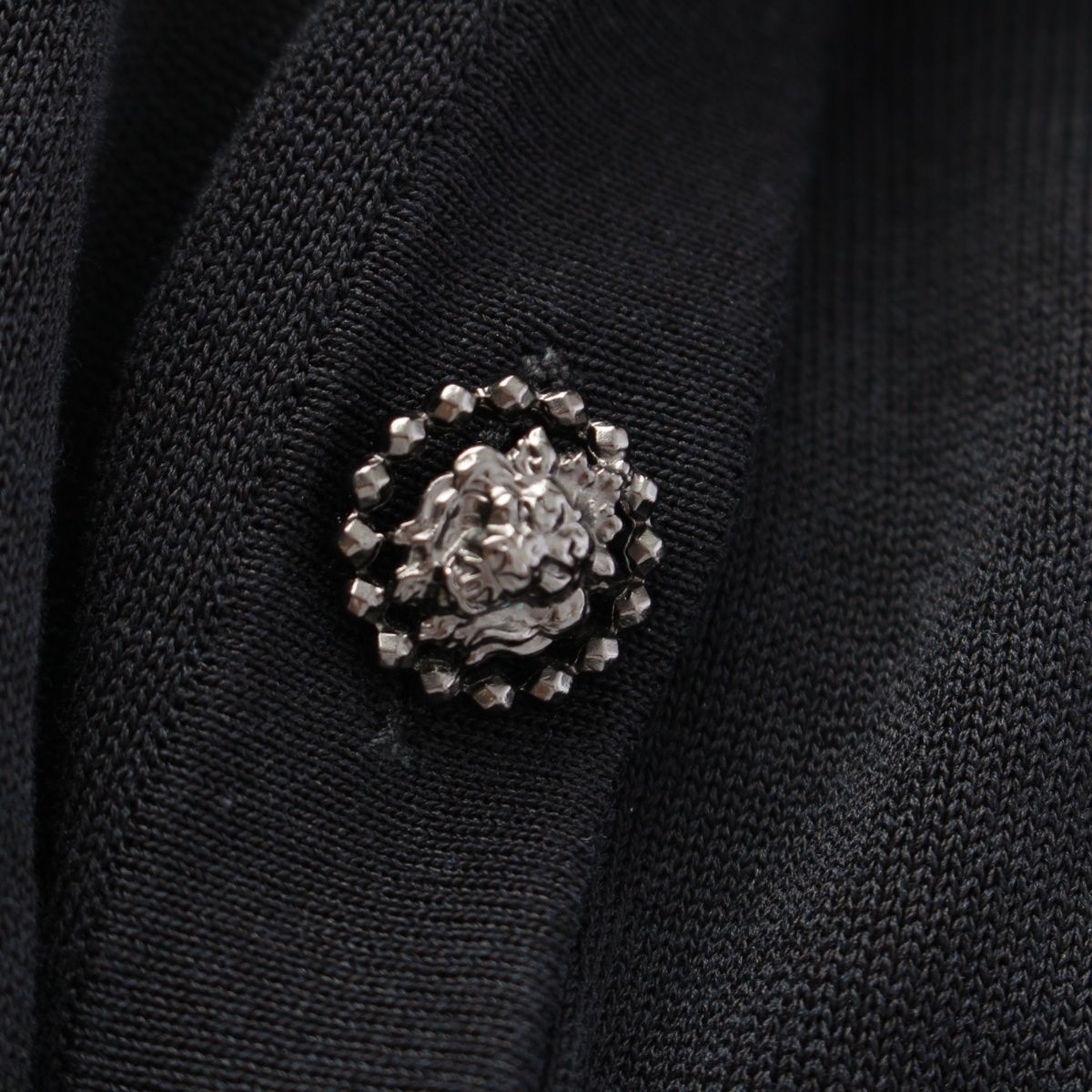 シャネル シルク混コットン ココマーク ライオンボタン ワンピース