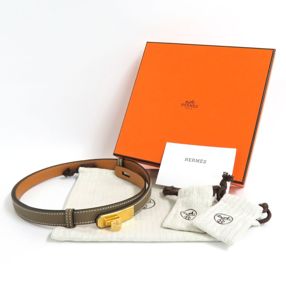 新品　HERMES ケリーベルト　エトゥープ×ゴールド　K刻印 HERMES エルメス ベルト ケリーベルト18 エトゥープ ヴォー