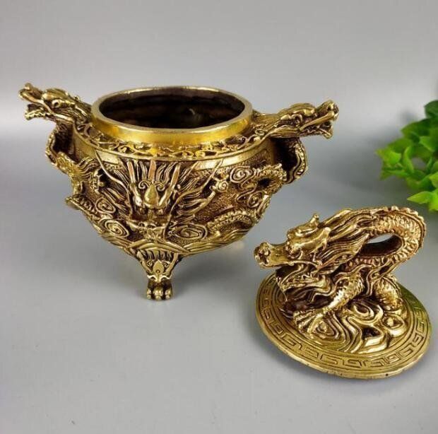 二龍の珠香炉 線香立置物装飾品