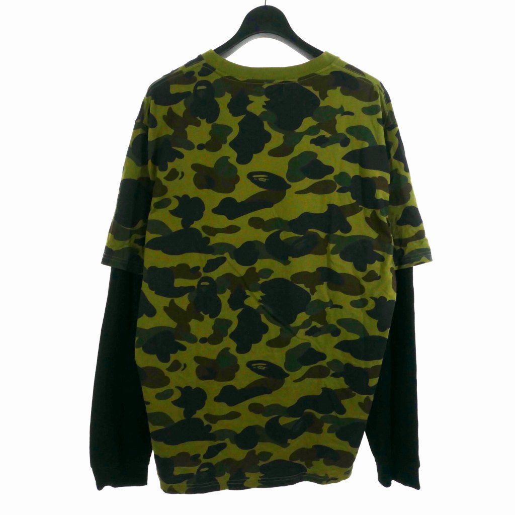 A BATHING APE カモフラージュ 長袖カットソー XL アベイシングエイプ A BATHING APE 迷彩柄 カモフラ レイヤード