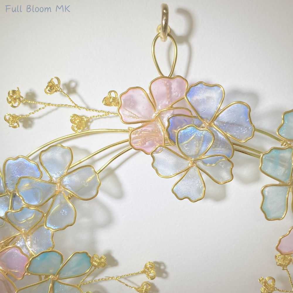 ワイヤーアート ワイヤークラフト 紫陽花×ゴールド リース