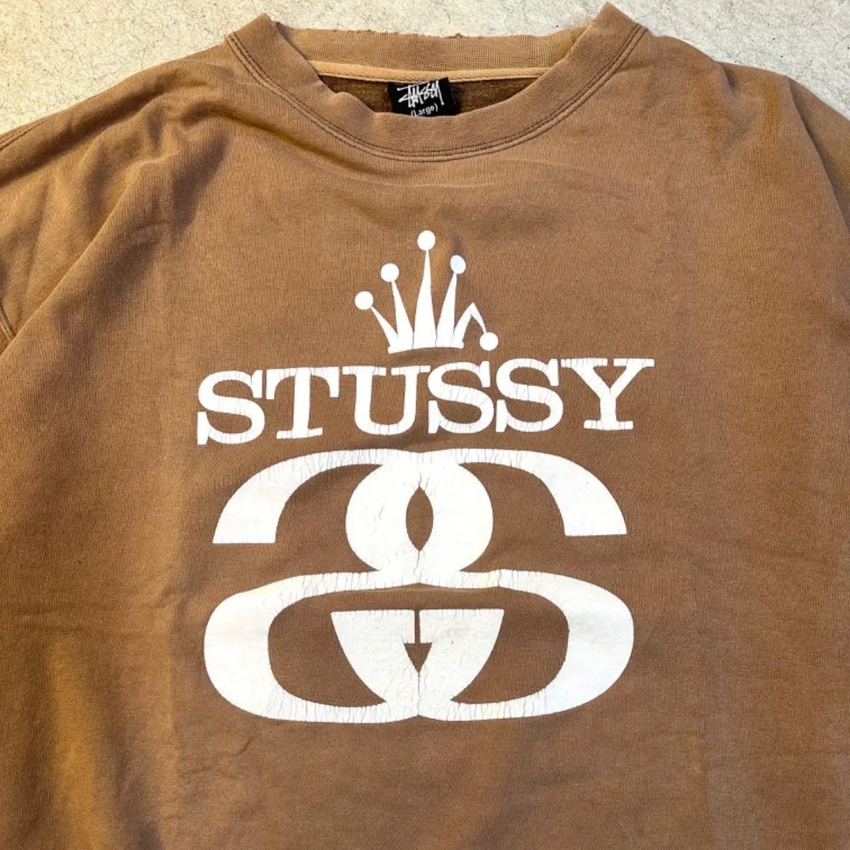 stussy ブラウン フェード 茶色 スウェット sweat 00s Y2K サン  