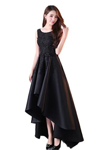 EightSTAR Dress ピアノ発表会 ドレス ロング 大人 結婚式ドレス パーティードレス Aライン 二次会 ワンピース レース シースルー フィッシュテール 20代 30代 2XL ブラック
